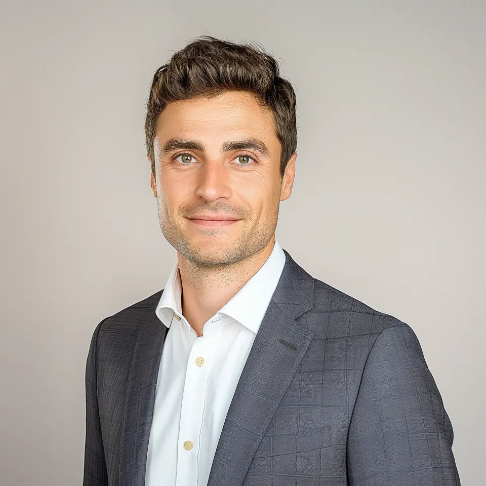 João numa sala de reuniões moderna